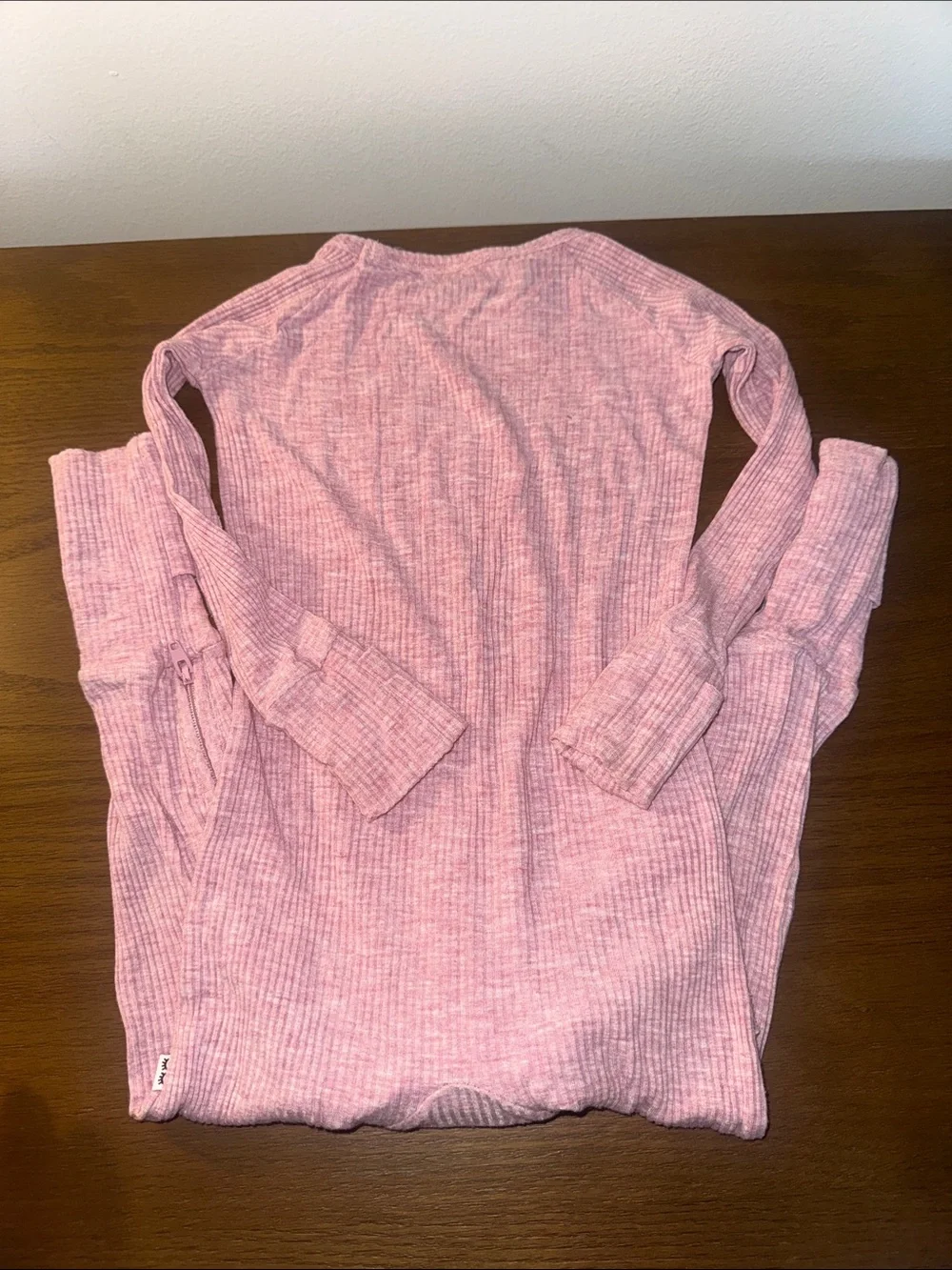 Little Sleepies Ribbed Pink Crescent Zippy 12-18M